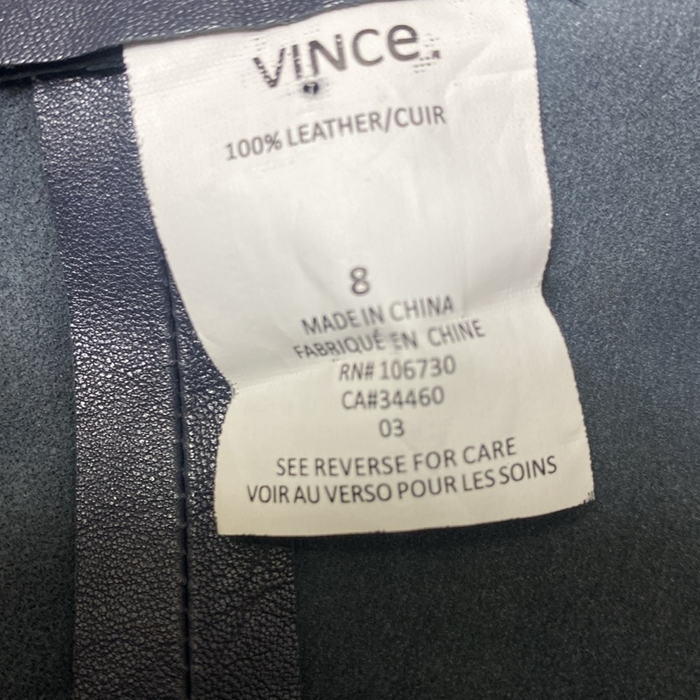 NWT Vince Camuto Genuine Leather Navy Mini Skirt, measurements in photos below. - Picture 8 of 10